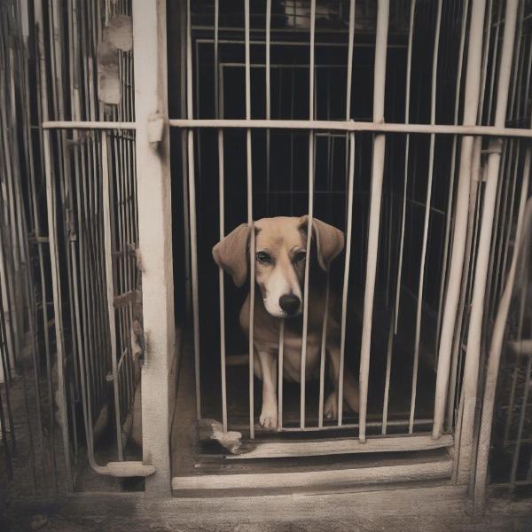 Abandoned Dog in Kennel