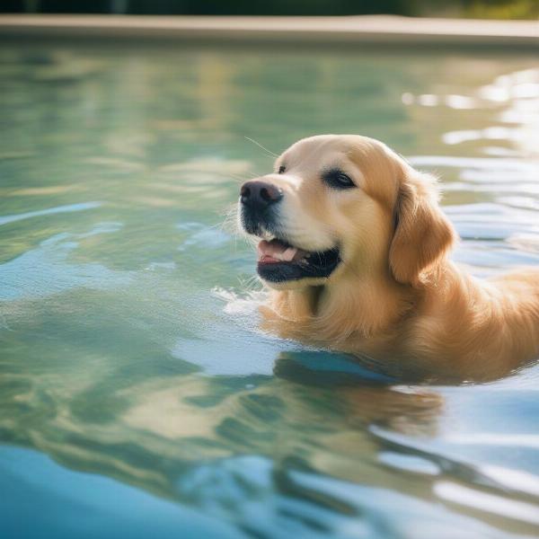 Dog Swimming in a Pool