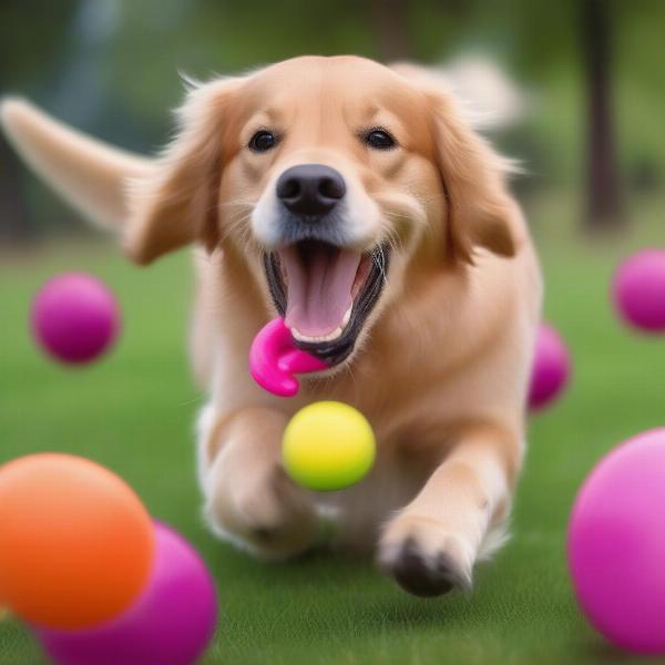 Dog Playing with a Squeaky Toy