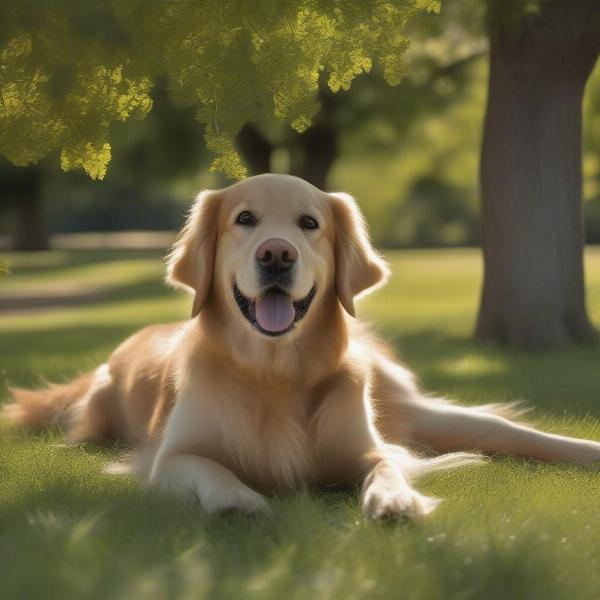 Dog Playing Under a Tree