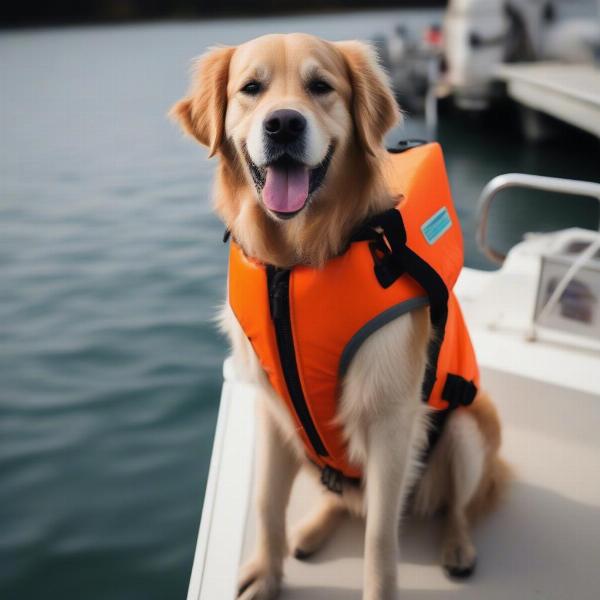 Dog Wearing a Life Jacket