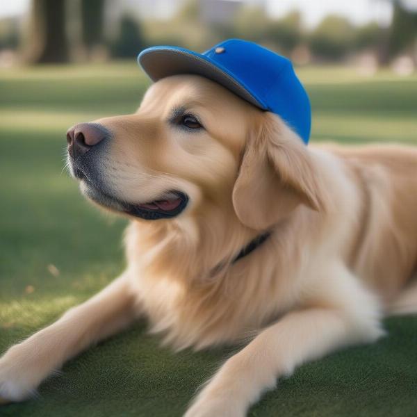 Dog wearing a baseball cap