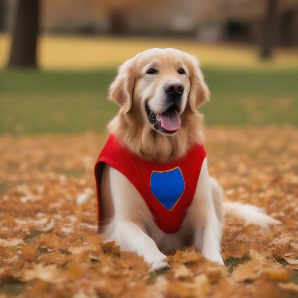 Large dog wearing a Halloween costume