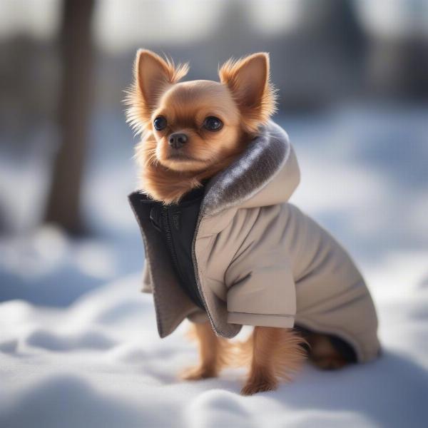 Dog wearing a winter coat