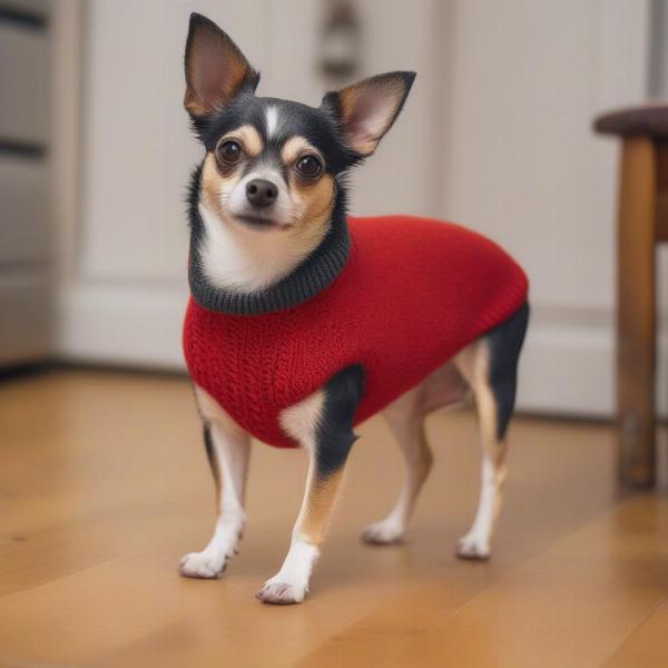 Dog wearing a leg jumper