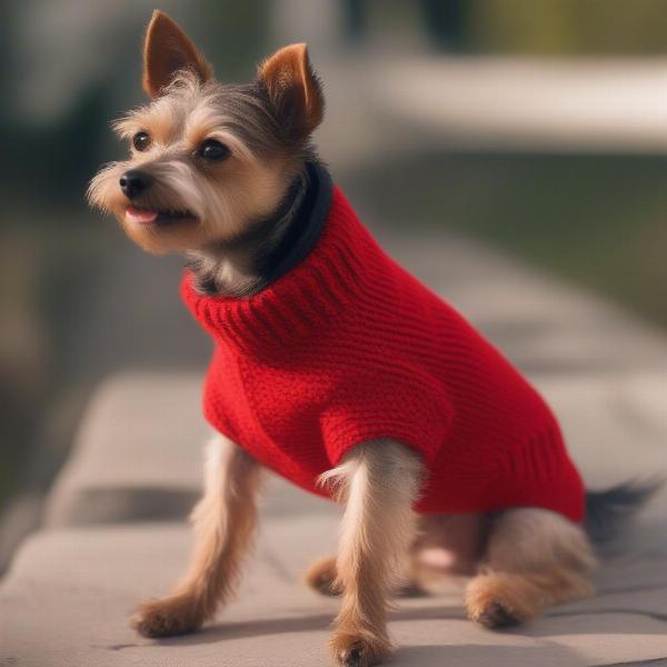 Dog wearing a properly fitted sweater