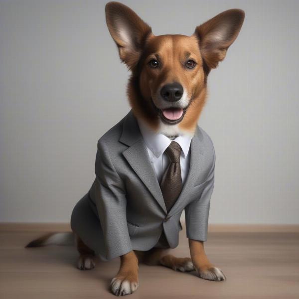 Dog wearing comfortable suit