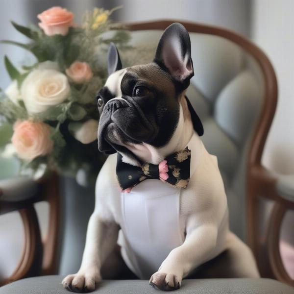 Dog in wedding outfit