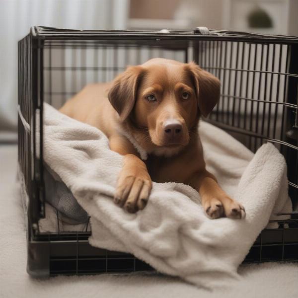 Dog in crate