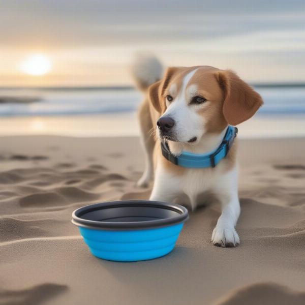 Dog drinking water on New Smyrna Beach