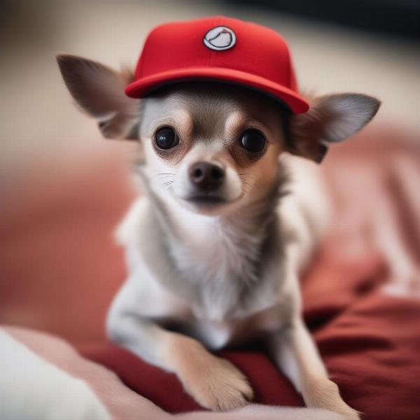 Dog wearing a baseball cap