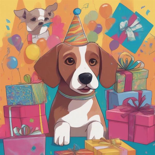 Choosing a funny birthday card for a dog