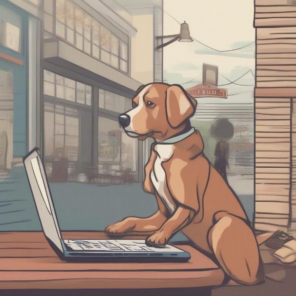 Owner checking online reviews of dog-friendly restaurants in Vancouver, WA