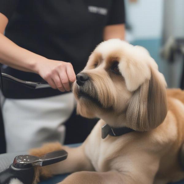 A Dog Being Groomed by a Professional Groomer