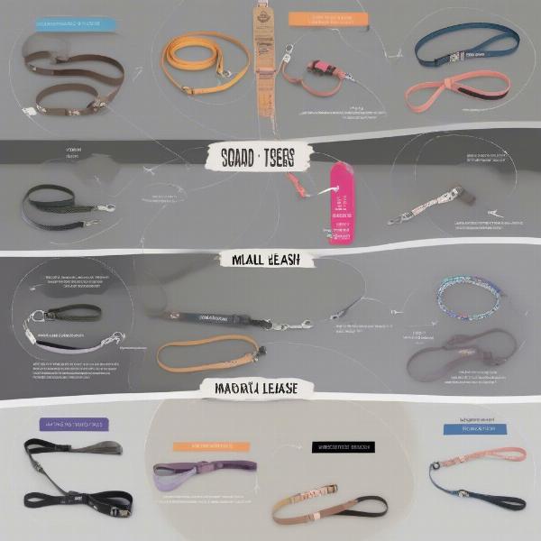 Different types of dog leashes suitable for small breeds.