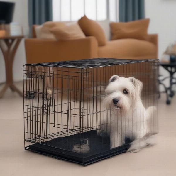 Preparing your dog for travel in a cage