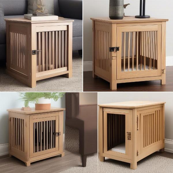 Wooden dog crates in a home environment