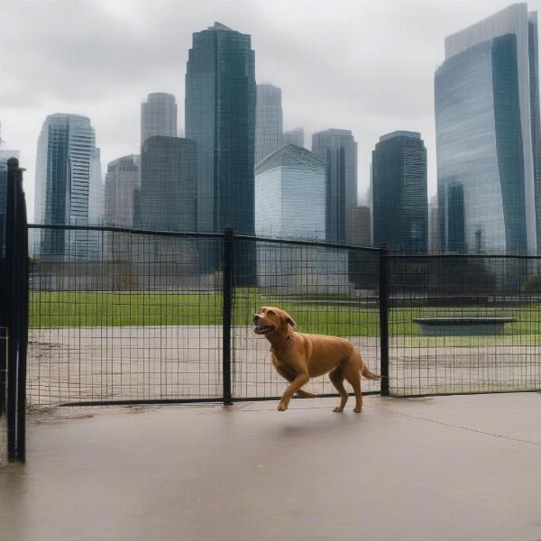 Dog Exercising in the City