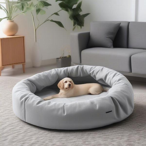 Cleaning a circular dog bed with a removable cover