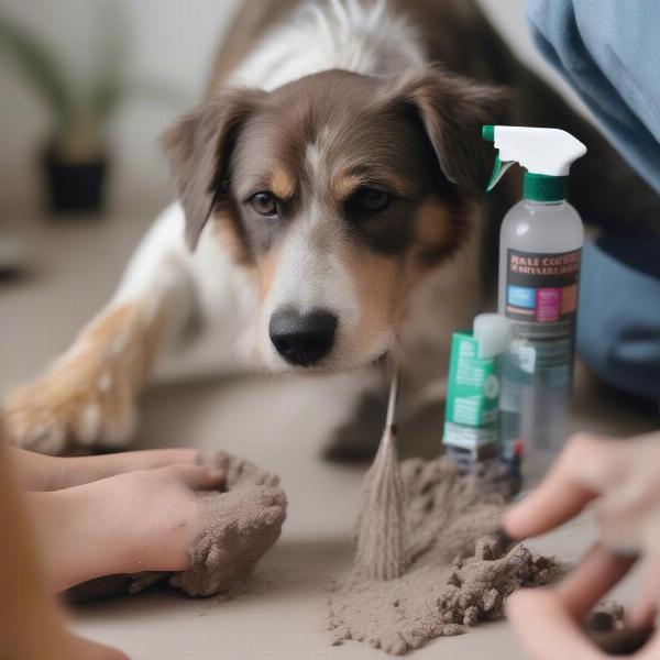 Cleaning dog mocs with a brush