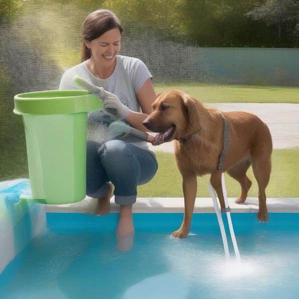 Cleaning Dog Pool Stairs