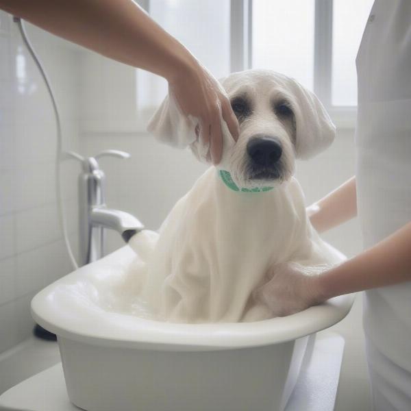 Cleaning a dog surgical suit by hand washing