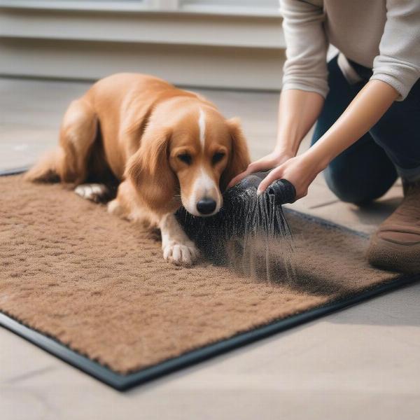 Cleaning a Dog Welcome Mat