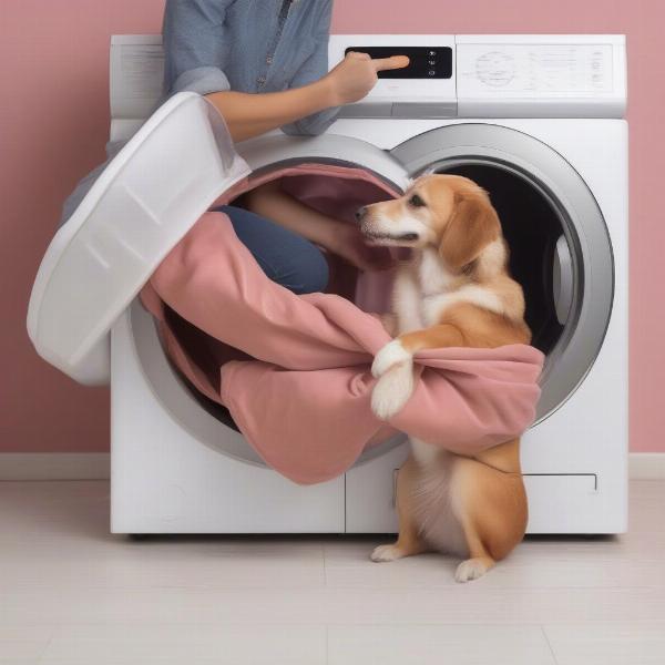 Washing a doughnut dog bed cover