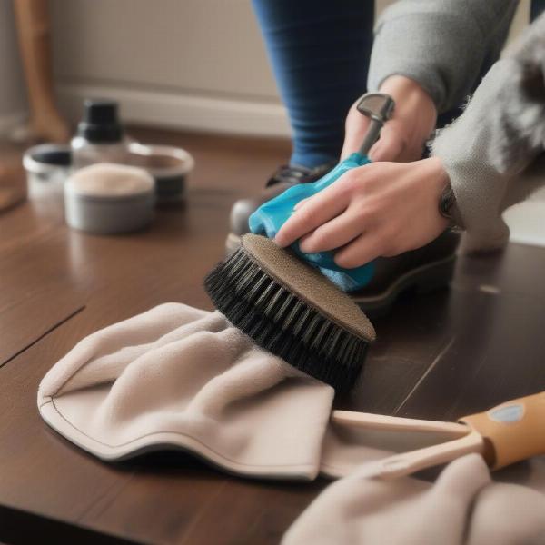 Cleaning and conditioning leather dog boots