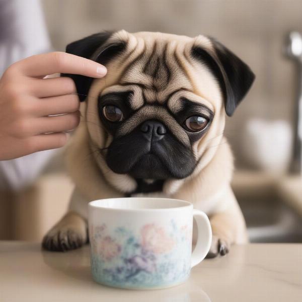 Hand washing a pug dog mug