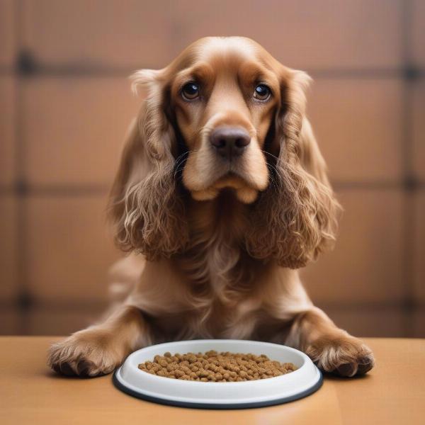 Cocker Spaniel Enjoying a Meal of Healthy Dog Food