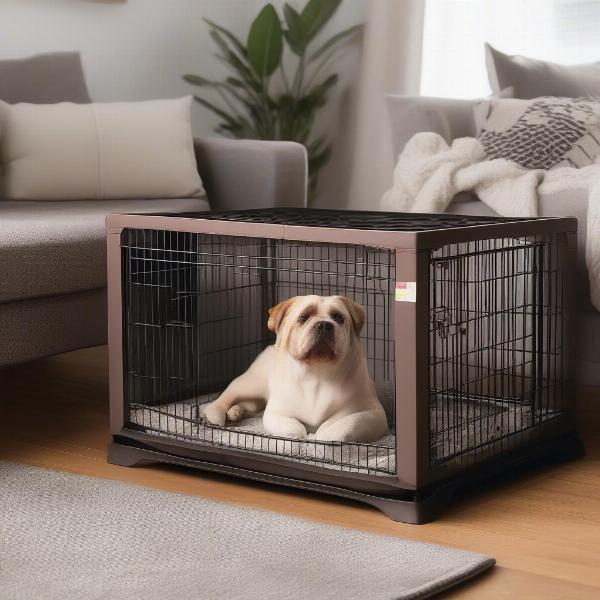 A comfortable and inviting dog crate setup for a German Shepherd