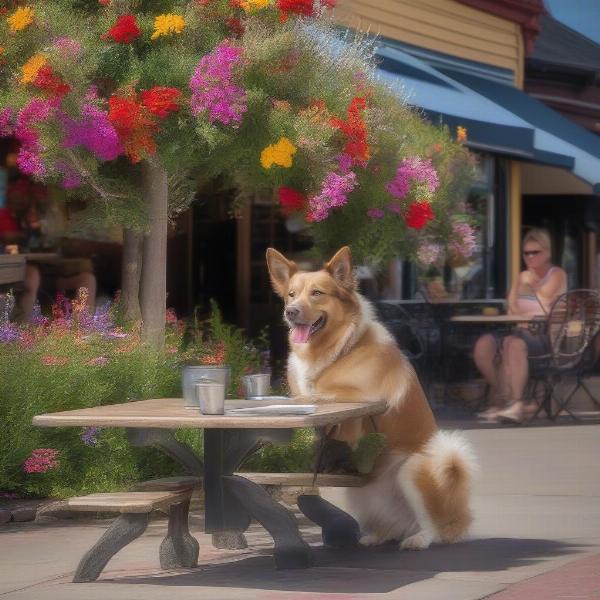 Dining with a dog on a Crested Butte patio