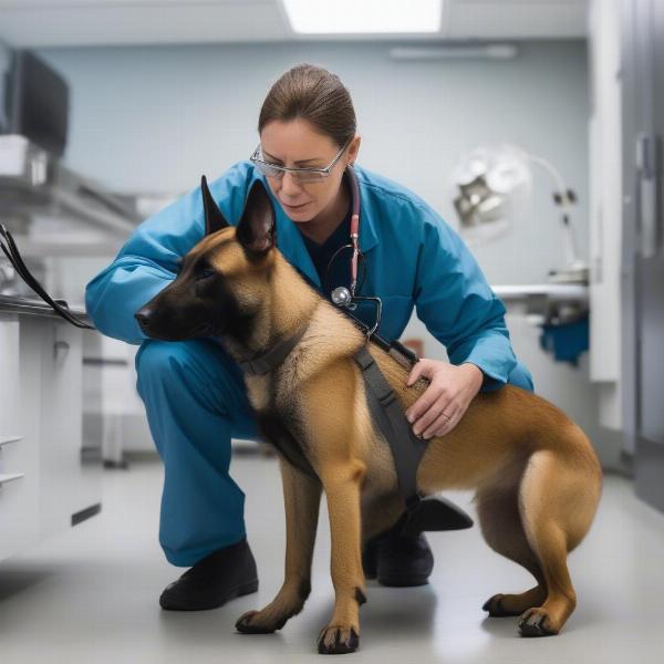 Crew Dog Receiving Veterinary Care