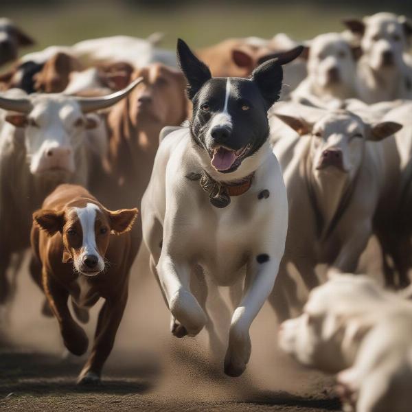 Cur Dog Herding Livestock