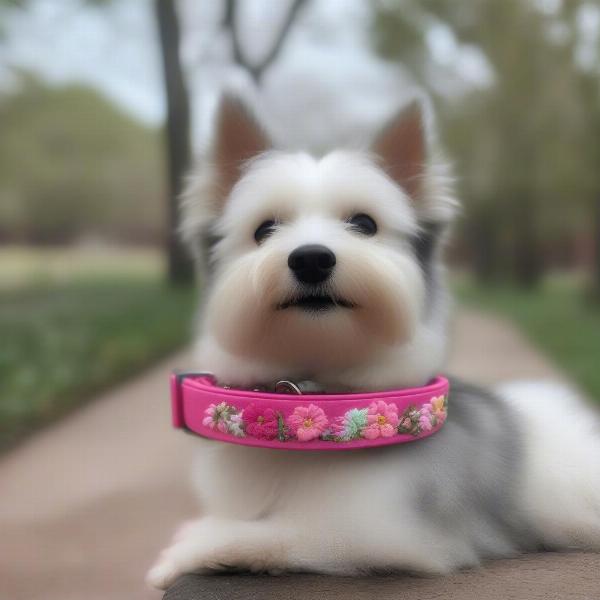 Custom dog collar with embroidered design