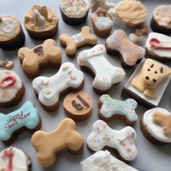 Beautifully decorated dog bone cakes