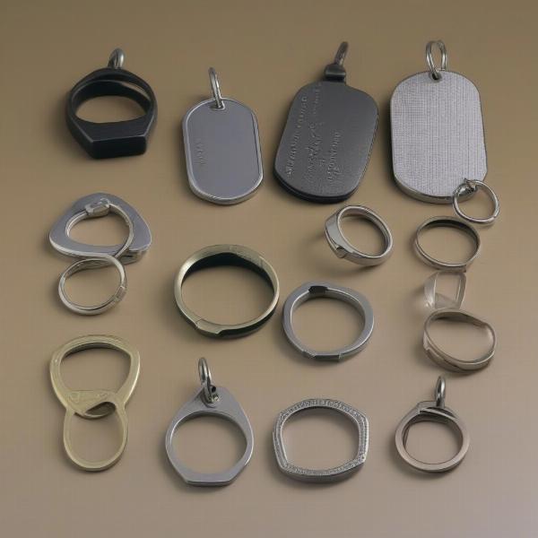 Examples of decorative dog tag rings with a focus on safety aspects.