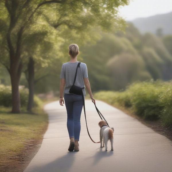 Walking with a dog in a sling