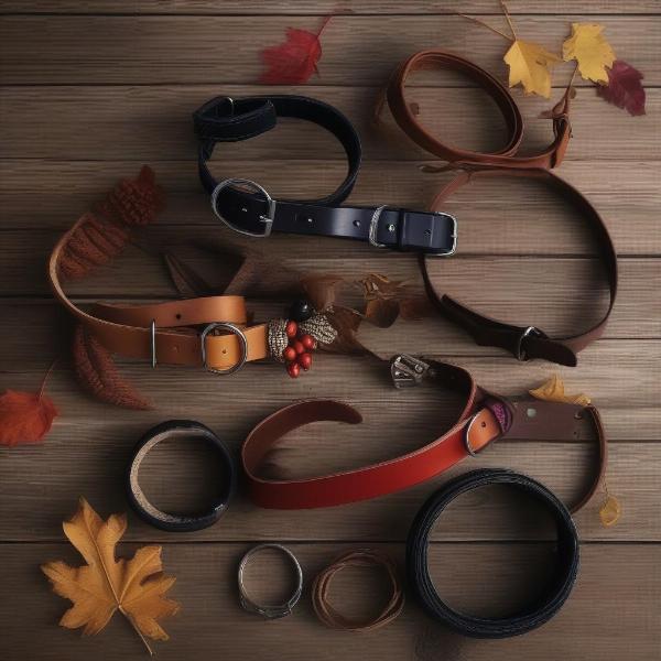 Different dog collar materials displayed