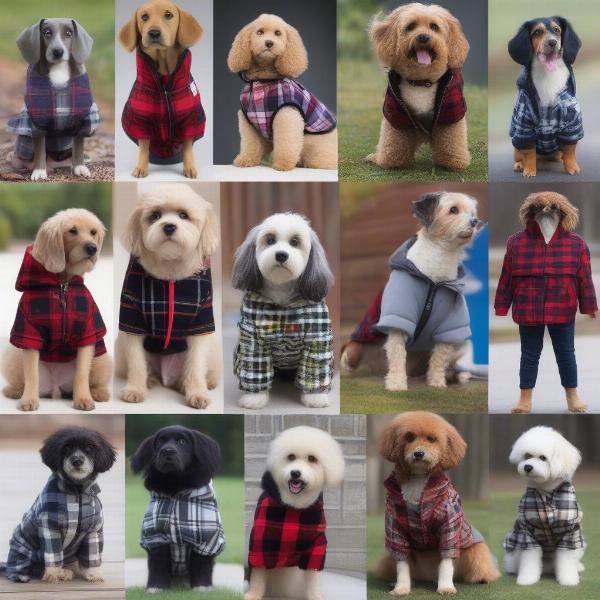 Different styles of flannel dog jackets