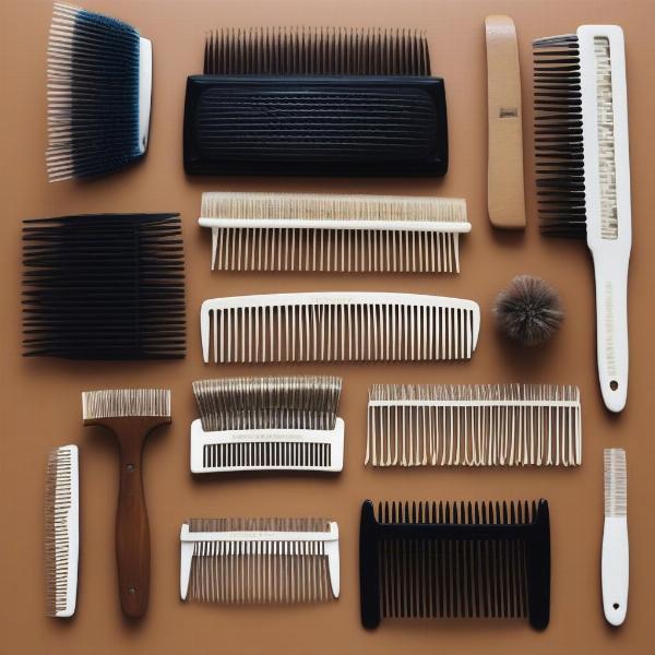 Various types of combs suitable for greyhounds