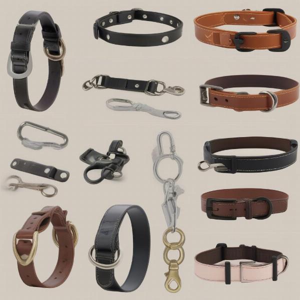 Different hardware styles for dog collars