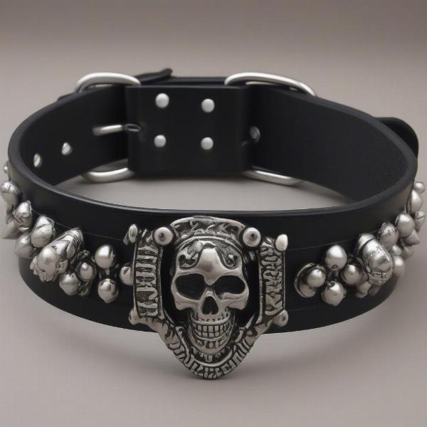 Different styles of punk dog collars, including studded, spiked, and patterned options.