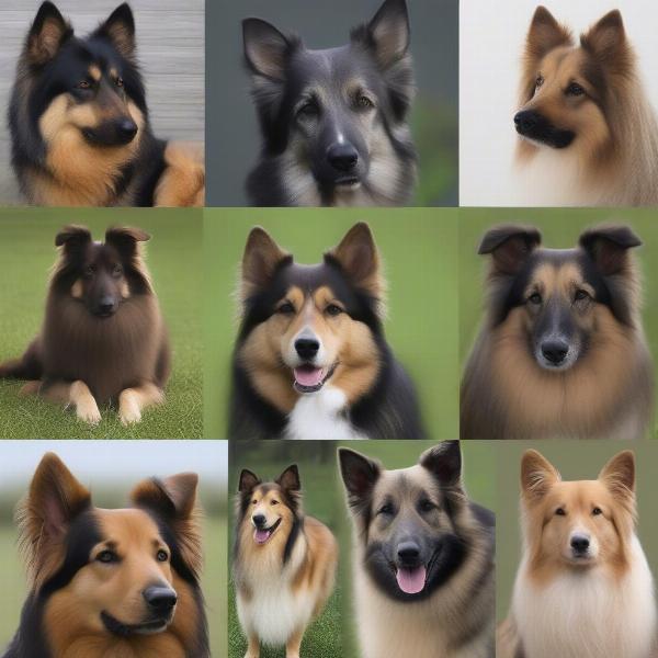 Different shades of sable in various dog breeds.