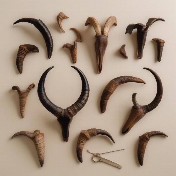 Various sizes of goat horns for dogs