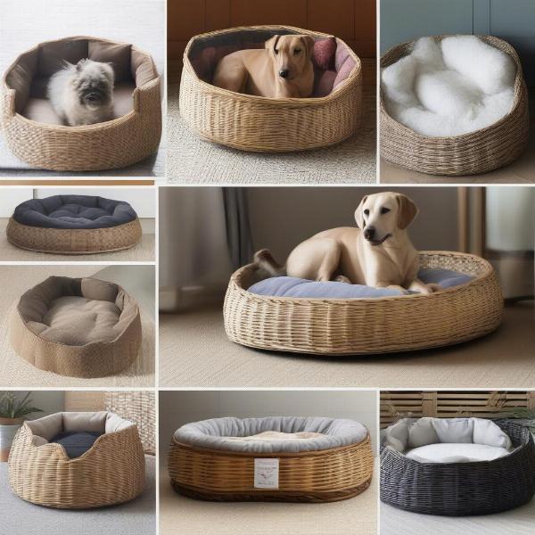 Different sizes of rattan dog beds for various dog breeds