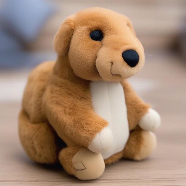 A collection of various stuffed animal toys for dogs, including a prairie dog plush toy