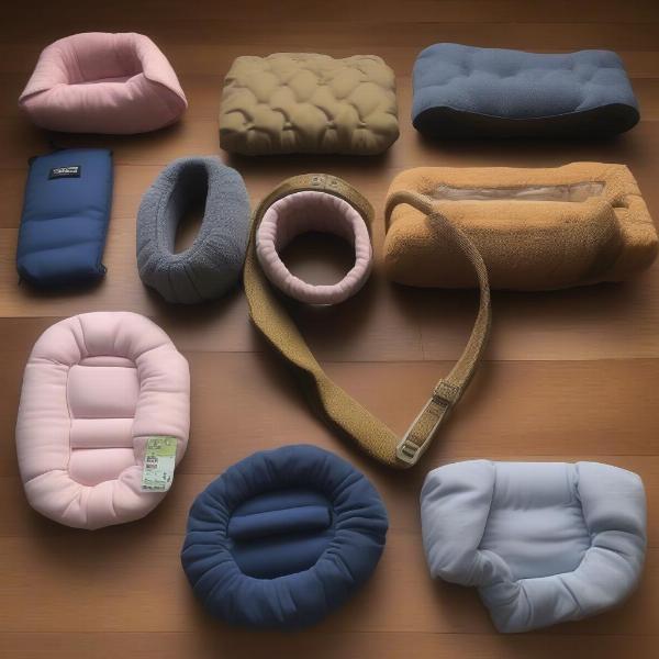 Various dog bumpers demonstrating different materials, sizes, and attachment methods