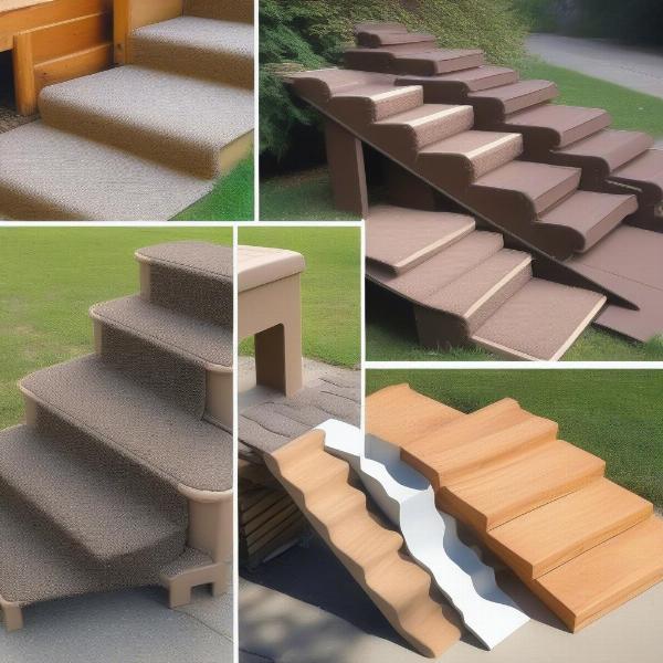 Different types of dog stairs and ramps